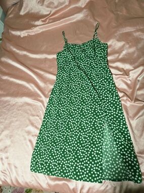 90s It Girl Green Daisy Print Slip Dress
